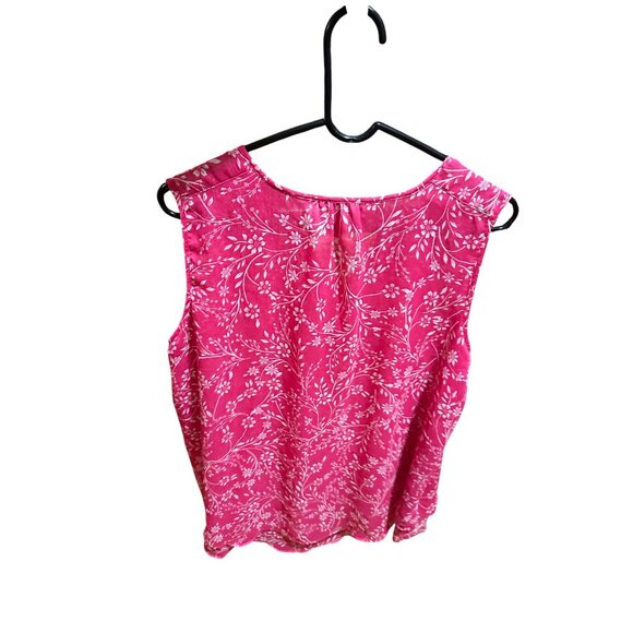 Cristina B Pink Sleeveless Floral Print Blouse Multi Layered Hi low Womens Sz L - Picture 4 of 9